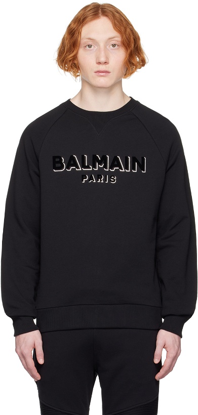 Photo: Balmain Black Flocked Sweatshirt