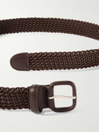 Charvet - 3cm Leather-Trimmed Woven Cord Belt - Brown
