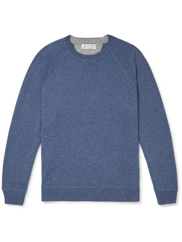 Photo: Brunello Cucinelli - Virgin Wool, Cashmere and Silk-Blend Sweater - Blue