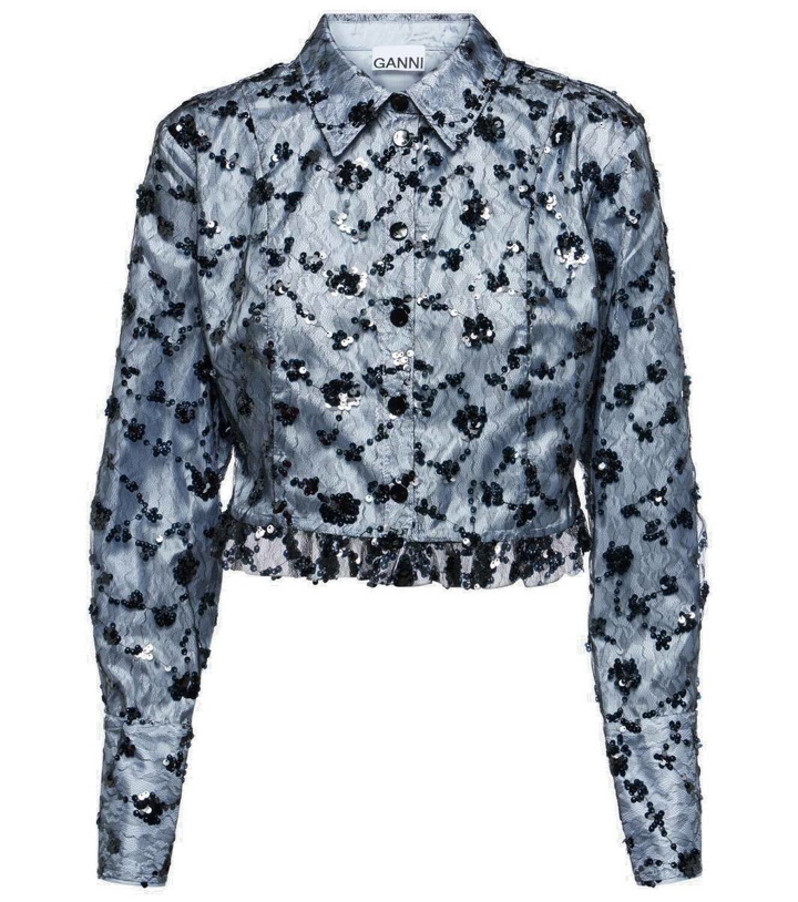 Photo: Ganni Sequined lace cropped shirt