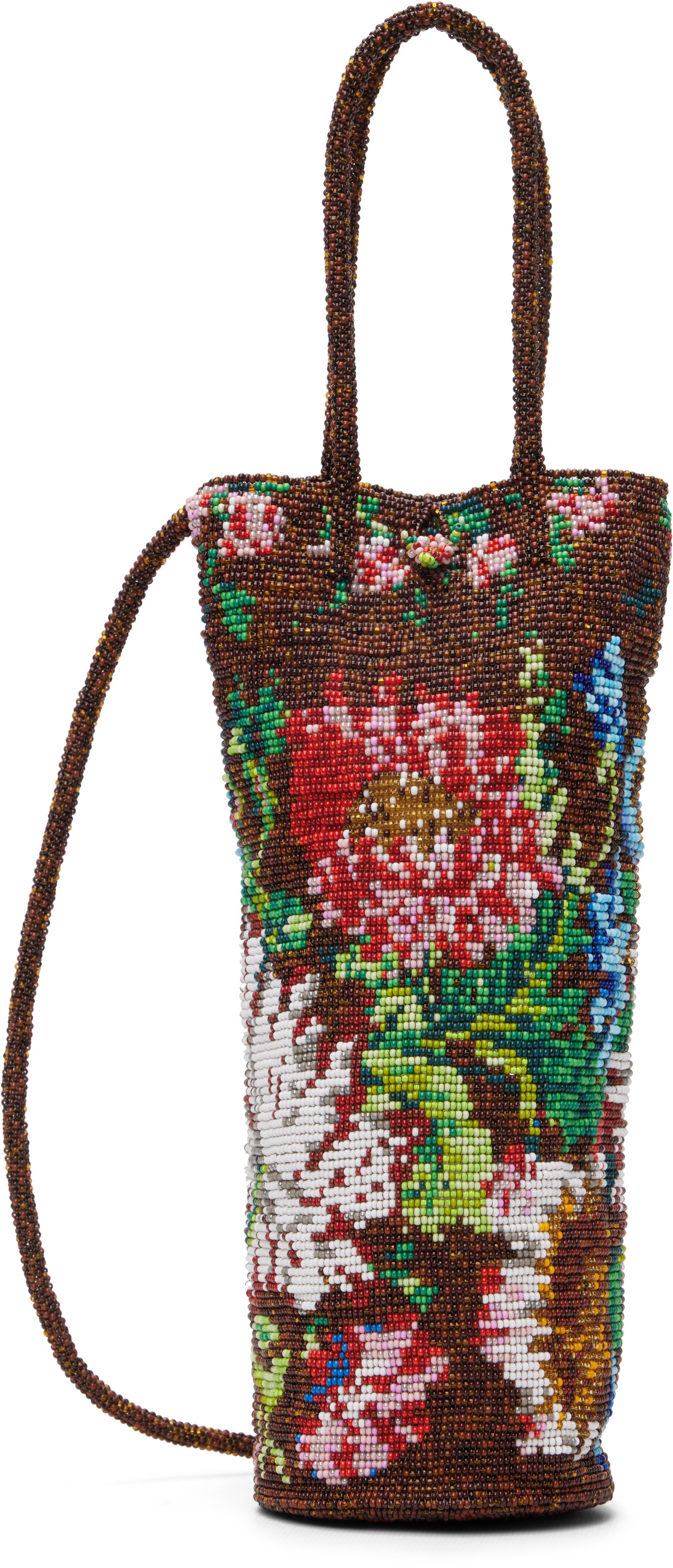 Cordera Brown Handmade Beaded Peonia Bag
