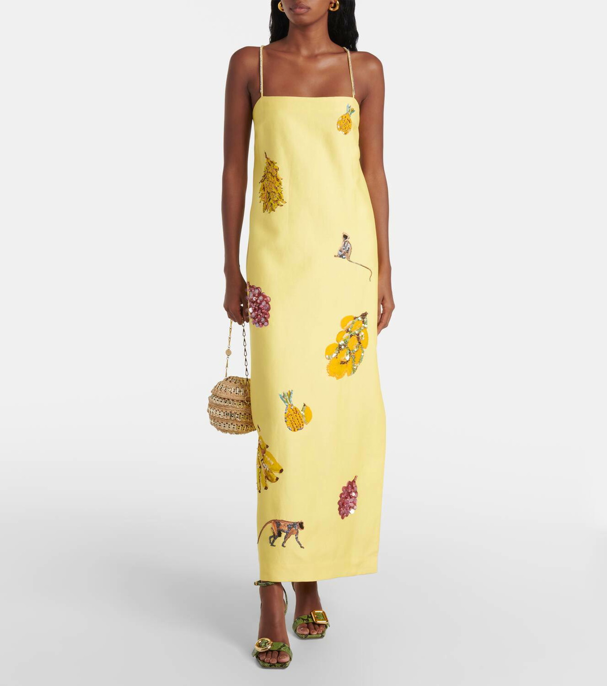 alemais diamond dancer midi dress Alémais Diamond Dancer linen-blend midi dress ALÉMAIS