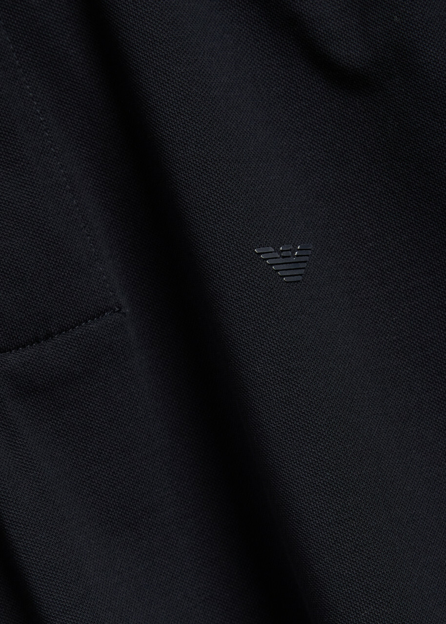 Emporio Armani Half-zip Cotton Polo Shirt Navy