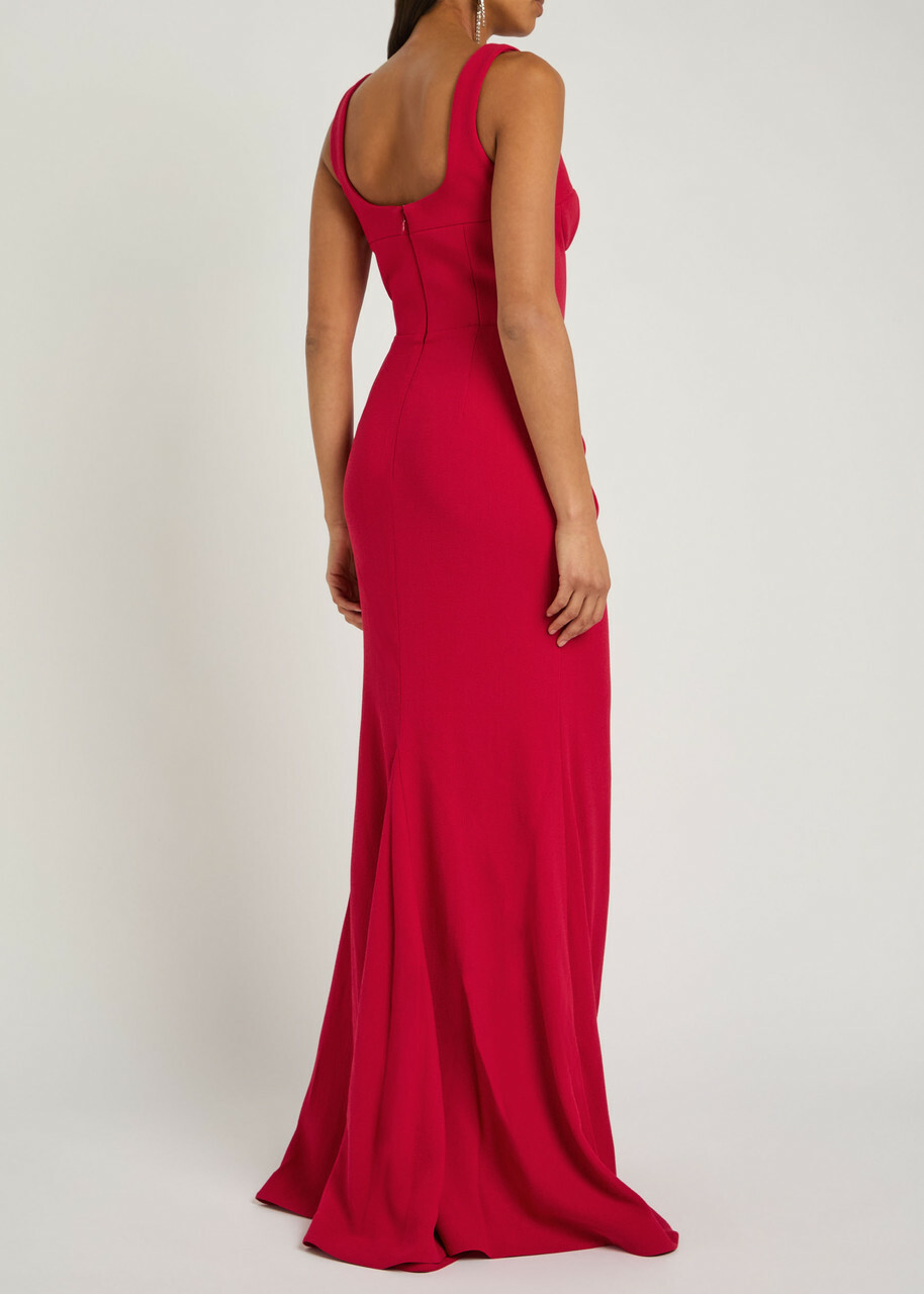 Rebecca Vallance Zarya Gathered Crepe Gown Red