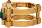 Balenciaga Gold & Green Gear Ring