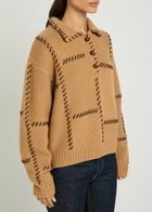 Frame Leather-stitch Wool and Cashmere-blend Jumper Bronze