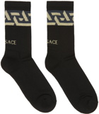Versace Black Monogram Crew Socks