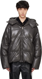 Nanushka Green Vili Vegan Leather Down Jacket
