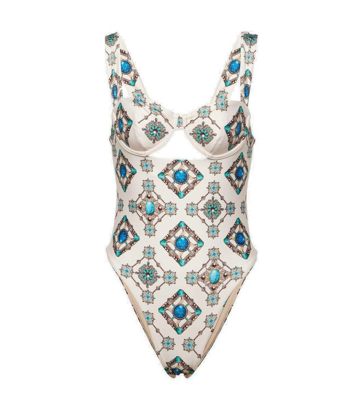 Photo: Agua by Agua Bendita Citrino Platero printed cutout swimsuit