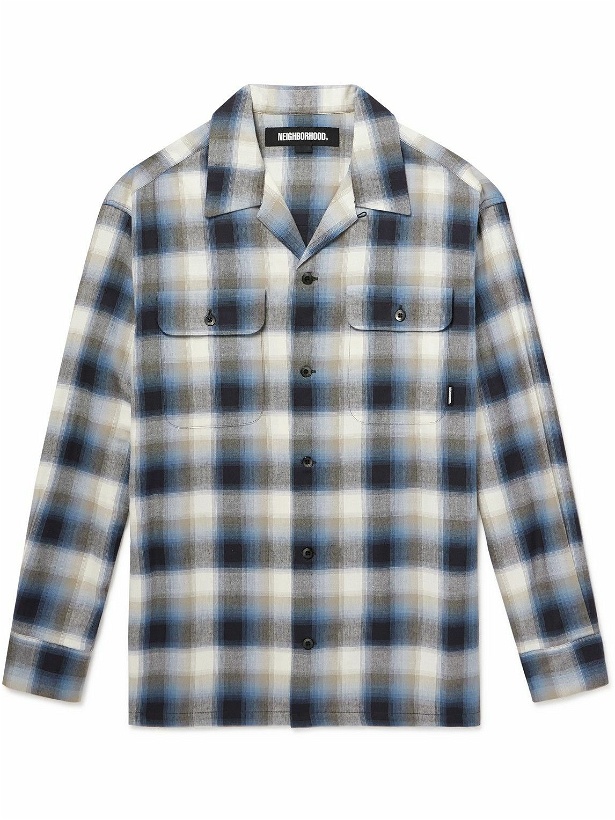 Photo: Neighborhood - Checked Cotton-Blend Flannel Shirt - Blue
