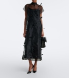 Simkhai Pauline feather-trimmed organza midi dress
