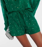 Oséree Gem crystal-embellished cotton and silk shorts