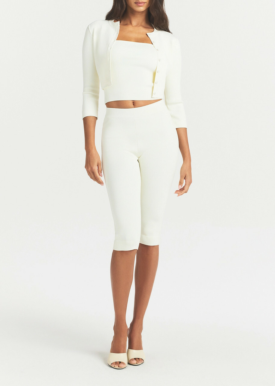 Skims Cropped Knit Cardigan Natural