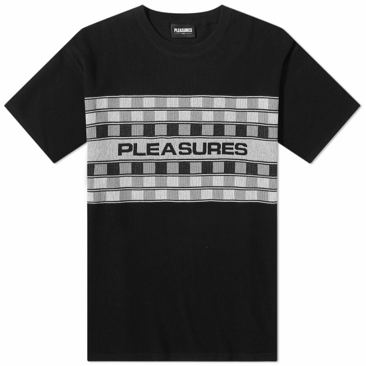 Photo: Pleasures Men's Check Knitted T-Shirt in Black