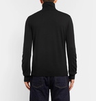 Burberry - Slim-Fit Check-Trimmed Merino Wool Half-Zip Sweater - Men - Black