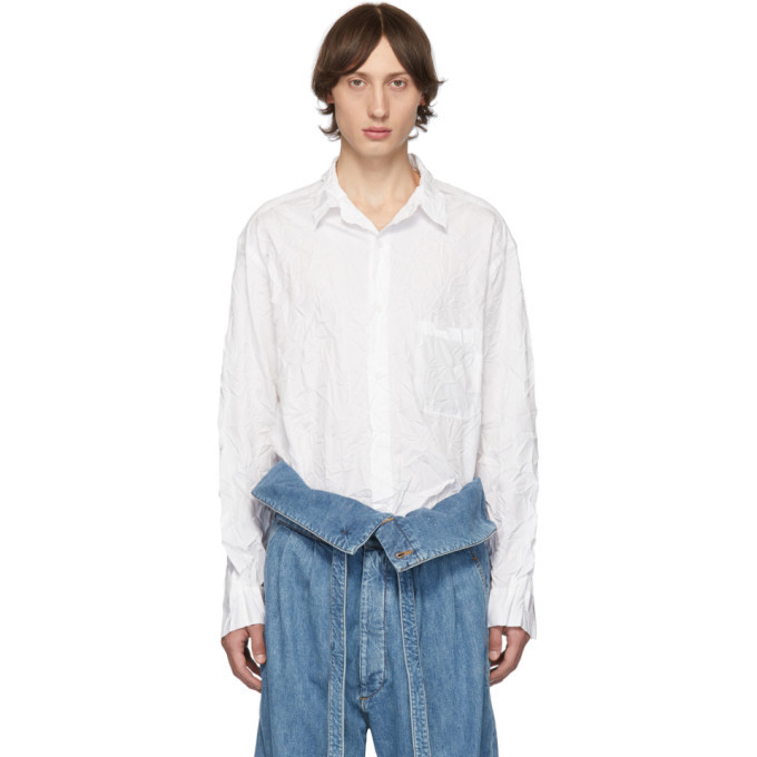 Yohji Yamamoto White Wrinkled Shirt Yohji Yamamoto