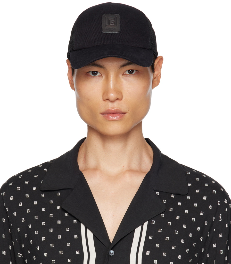 Balmain Black Logo Patch Cap Balmain