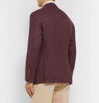 Brunello Cucinelli - Burgundy Slim-Fit Unstructured Linen, Wool and Silk-Blend Hopsack Blazer - Burgundy