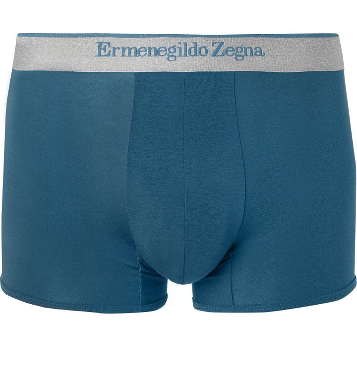 Photo: Ermenegildo Zegna - Stretch-Modal Jersey Boxer Briefs - Blue