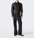 Gucci Web Stripe leather biker jacket