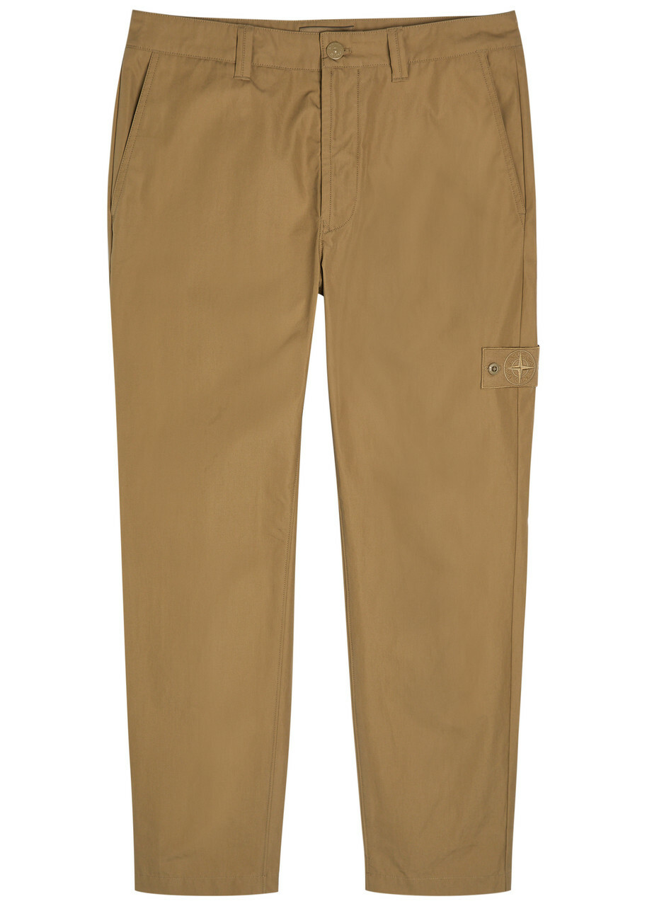 Stone Island Ghost Straight-leg Cotton-poplin Trousers Beige