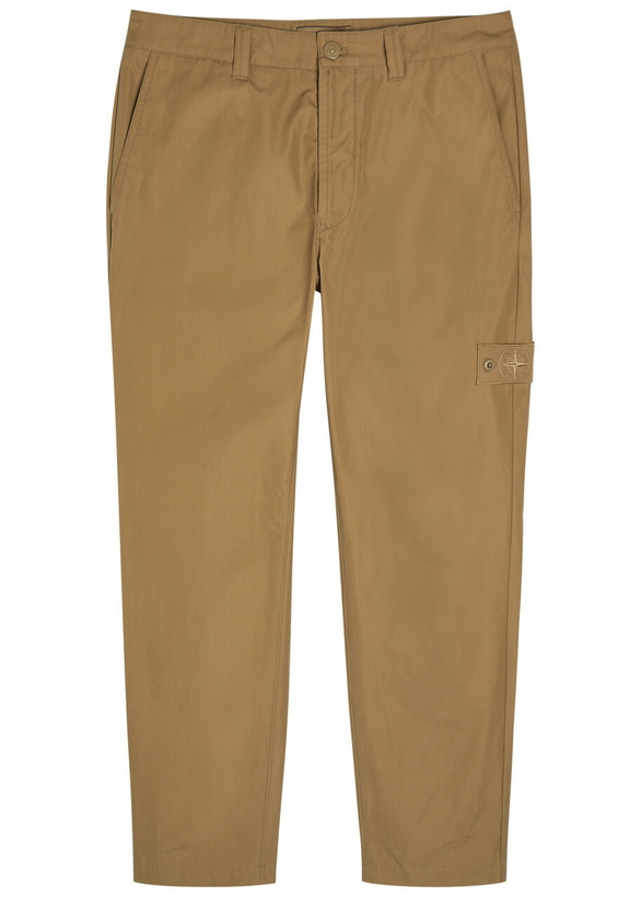 Photo: Stone Island Ghost Straight-leg Cotton-poplin Trousers Beige