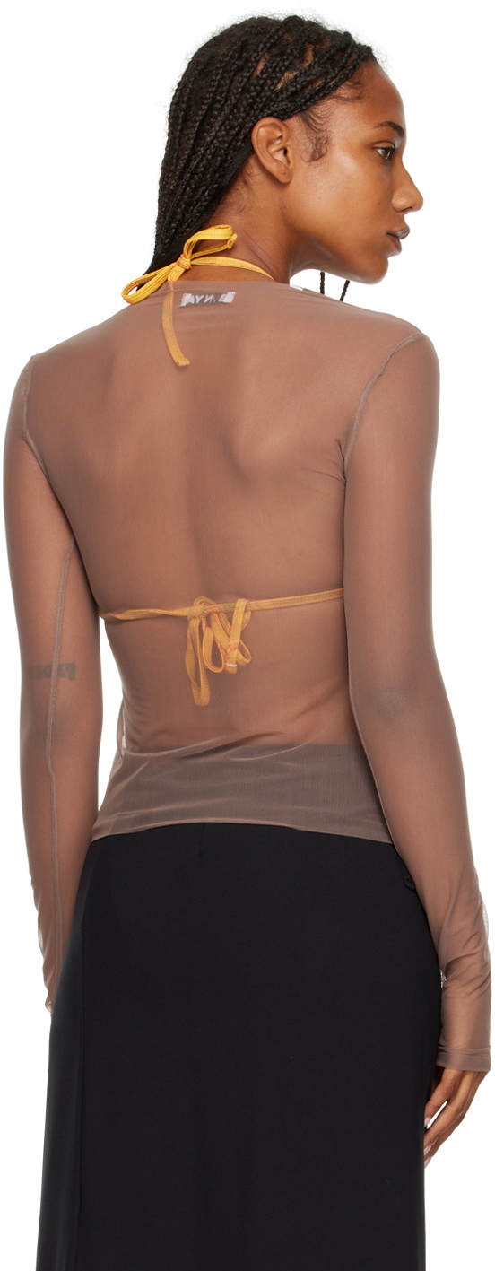 BINYA SSENSE Exclusive Taupe Long Sleeve T-Shirt