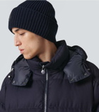 Moncler Leather-trimmed cashmere beanie