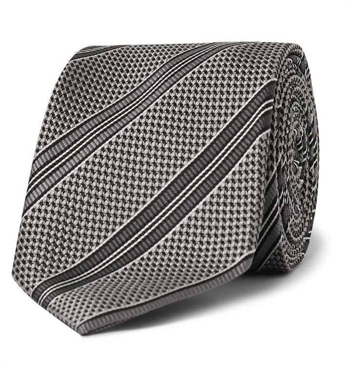 Photo: TOM FORD - 8cm Striped Woven Silk Tie - Silver