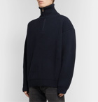 Balenciaga - Ribbed Cotton Half-Zip Sweater - Blue