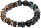 Salvatore Ferragamo Blue & Brown Beaded Bracelet