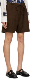 COMMAS Brown Drawstring Leather Shorts