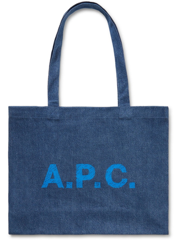 Photo: A.P.C. - Logo-Print Denim Tote Bag