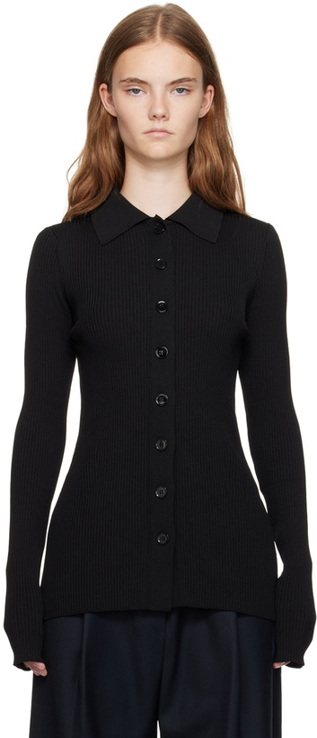 Photo: Recto Black Both Sides Opening Cardigan