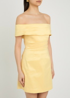 Rebecca Vallance Mandy Pleated Slubbed-poplin Mini Dress Yellow