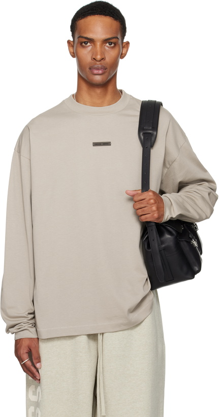 Photo: Fear of God ESSENTIALS Taupe Classic Fit Long Sleeve T-shirt