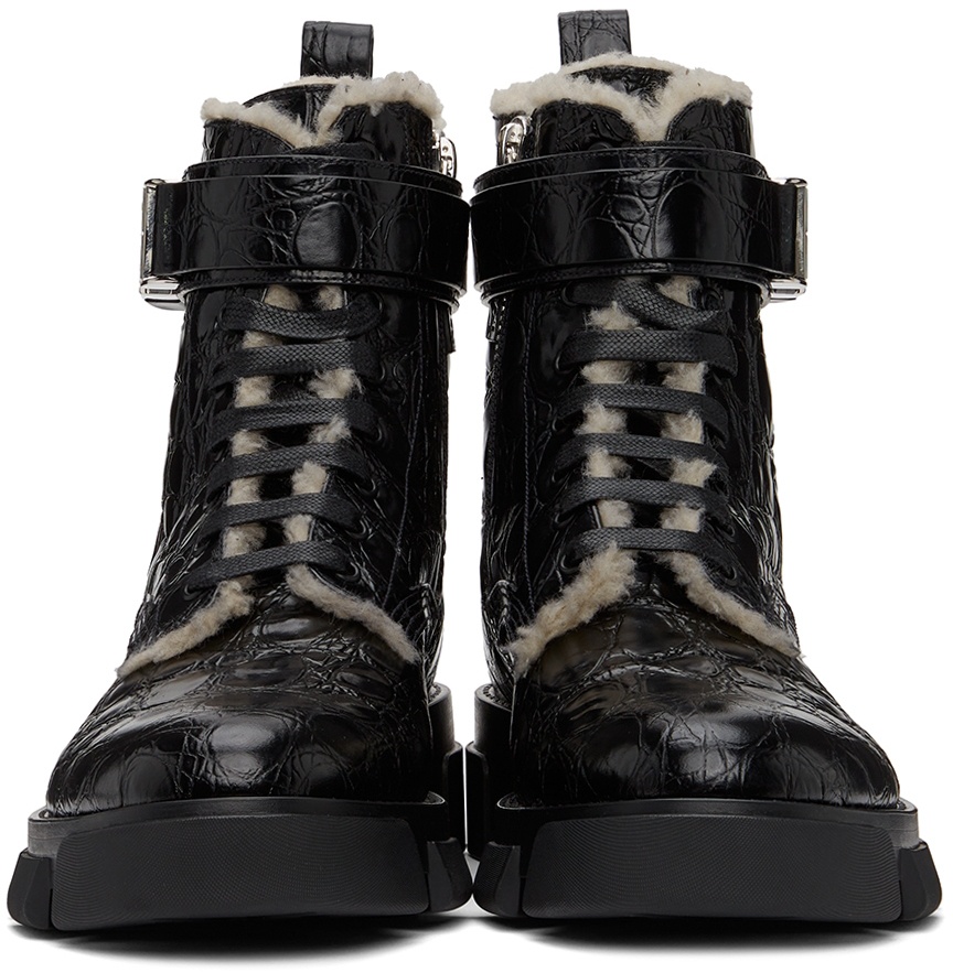 Givenchy Black Terra Shearling-Lined Combat Boots Givenchy
