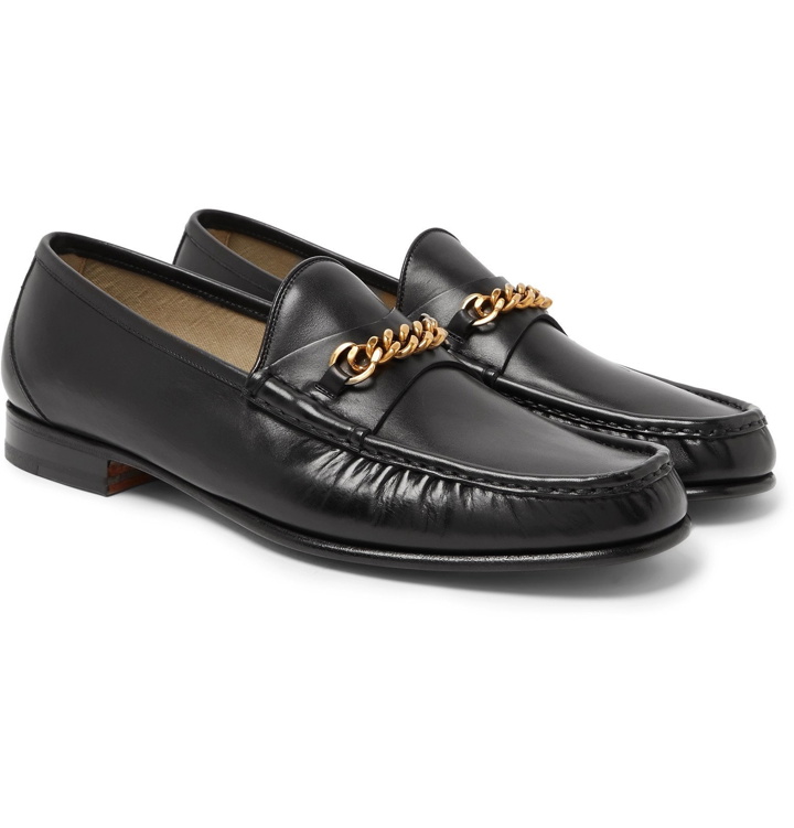 Photo: TOM FORD - York Chain-Trimmed Leather Loafers - Black