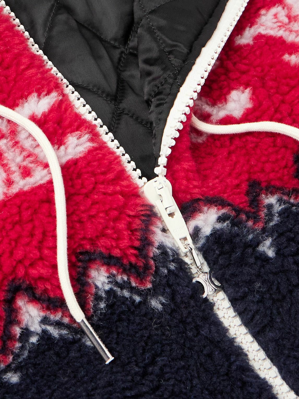 CELINE - Fair Isle Fleece Zip-Up Hoodie - Blue
