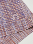 SMR Days - Bakoven Camp-Collar Logo-Embroidered Checked Cotton-Madras Shirt - Purple