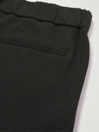 Giorgio Armani - Slim-Fit Pleated Virgin Wool-Blend Corduroy Trousers - Black