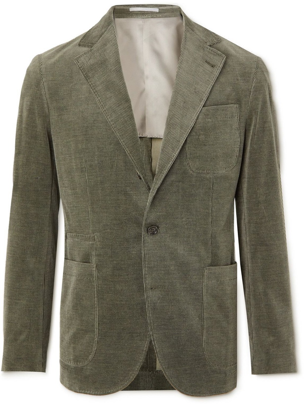 Photo: Brunello Cucinelli - Cotton-Blend Corduroy Blazer - Green