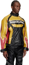 KUSIKOHC Black & Yellow Rider Faux-Leather Jacket