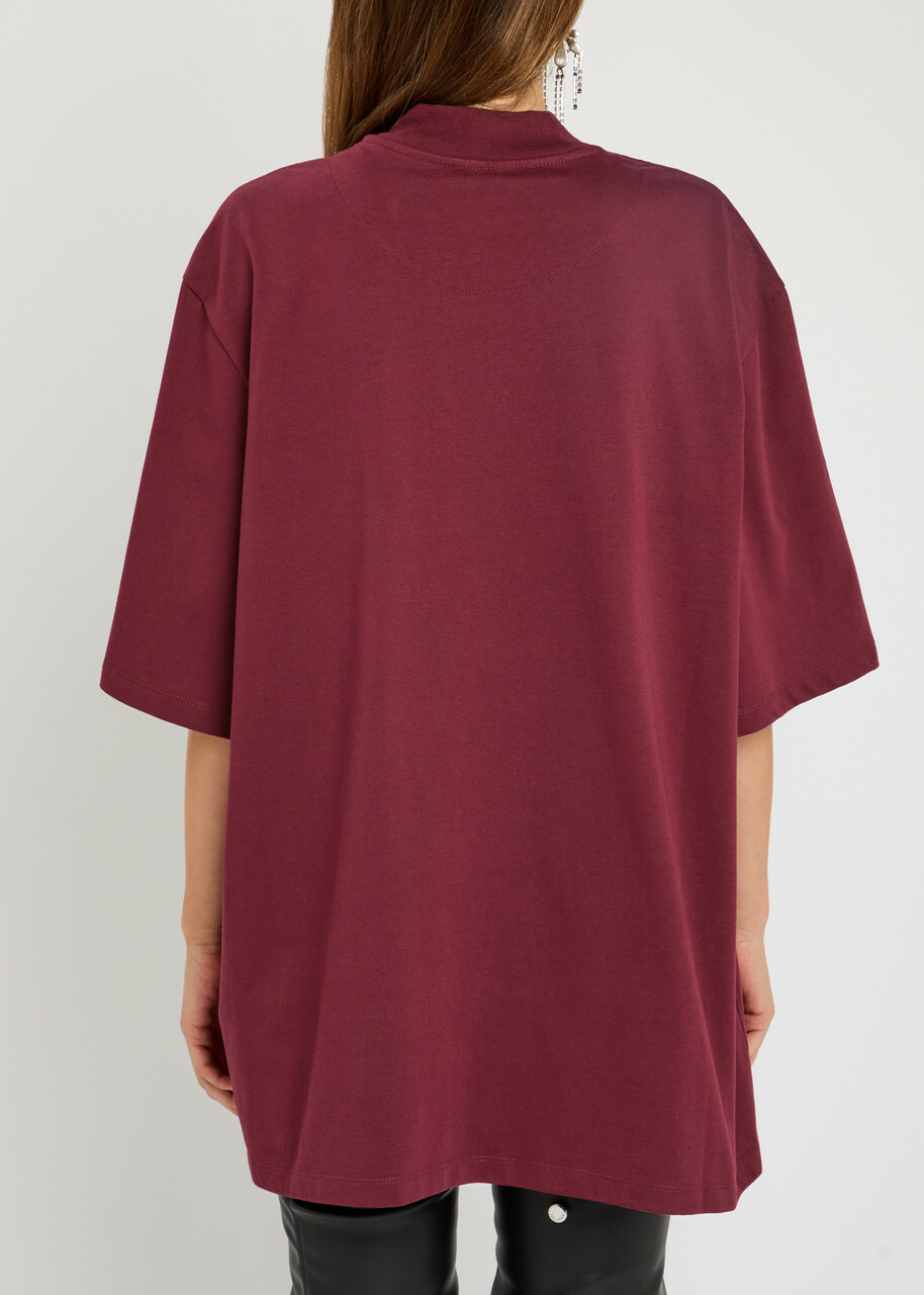 The Attico Logo-embroidered Cotton T-shirt Burgundy