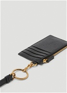 Logo Print Card Holder with Strap in Black