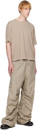 HOPE Beige Loose Drawstring Collapse Cargo Pants