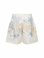 VERSACE Coral Print Cotton Shorts