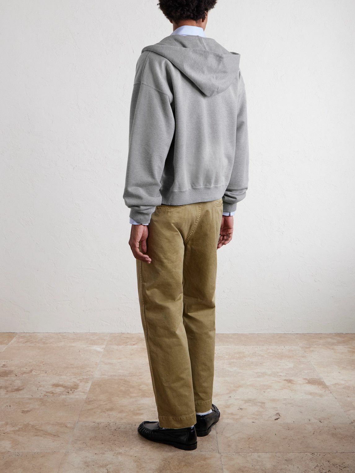 Auralee - Product Dyed Pima Cotton Zip-Up Hoodie - Gray