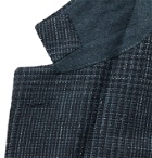 Beams F - Slim-Fit Unstructured Prince of Wales Checked Wool, Cotton and Linen-Blend Blazer - Blue