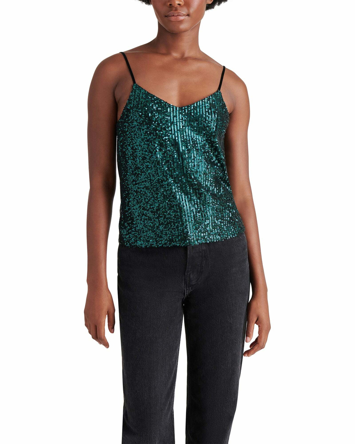Steve Madden Hide And Sequin Top in Teal